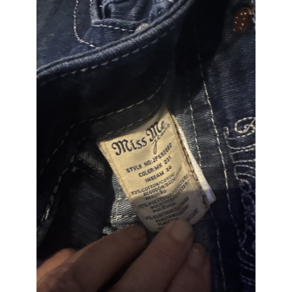 Miss Me Womens Bootcut Jeans Size 28 Blue Stretch Denim Embellished Pockets - Picture 9 of 9